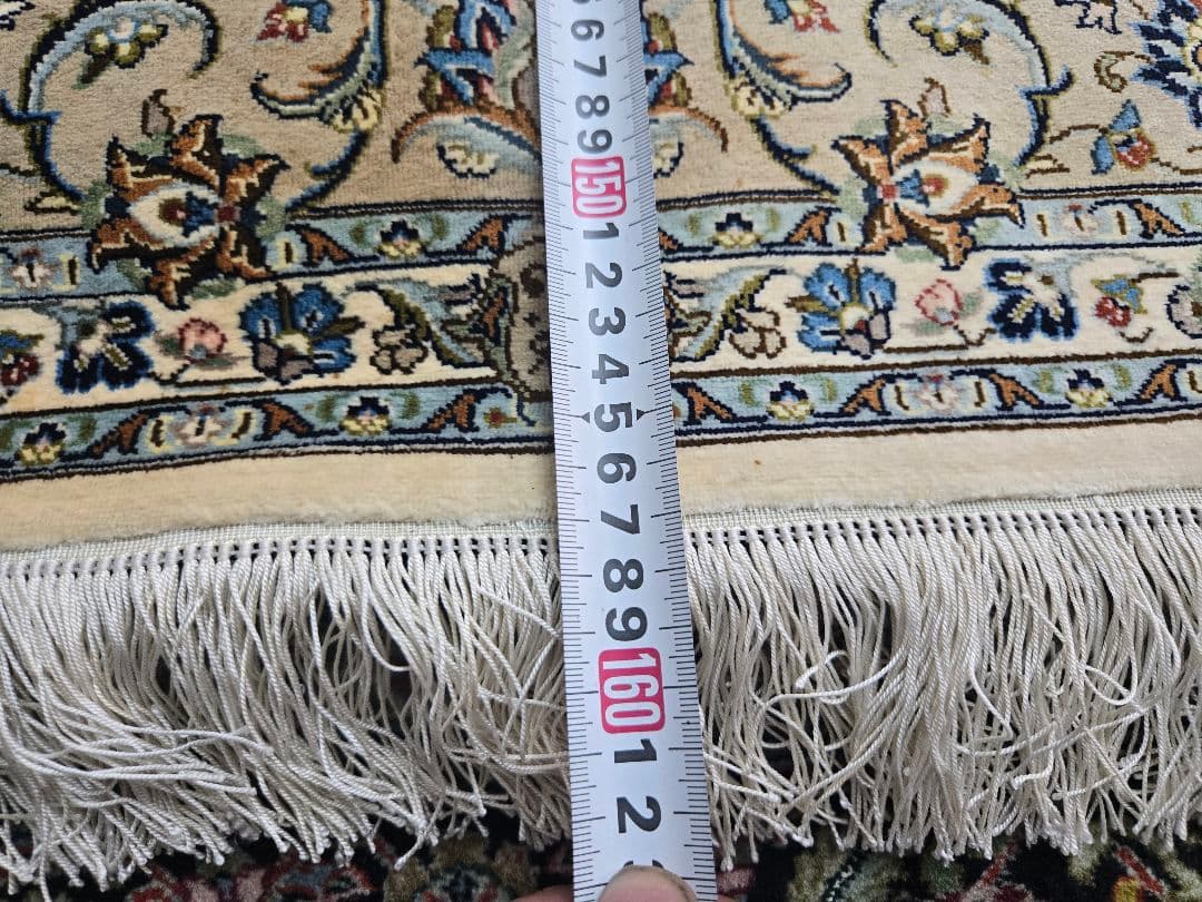 ペルシャ絨毯本物保証100%手織素材天然シルクfallah工房花柄157×106