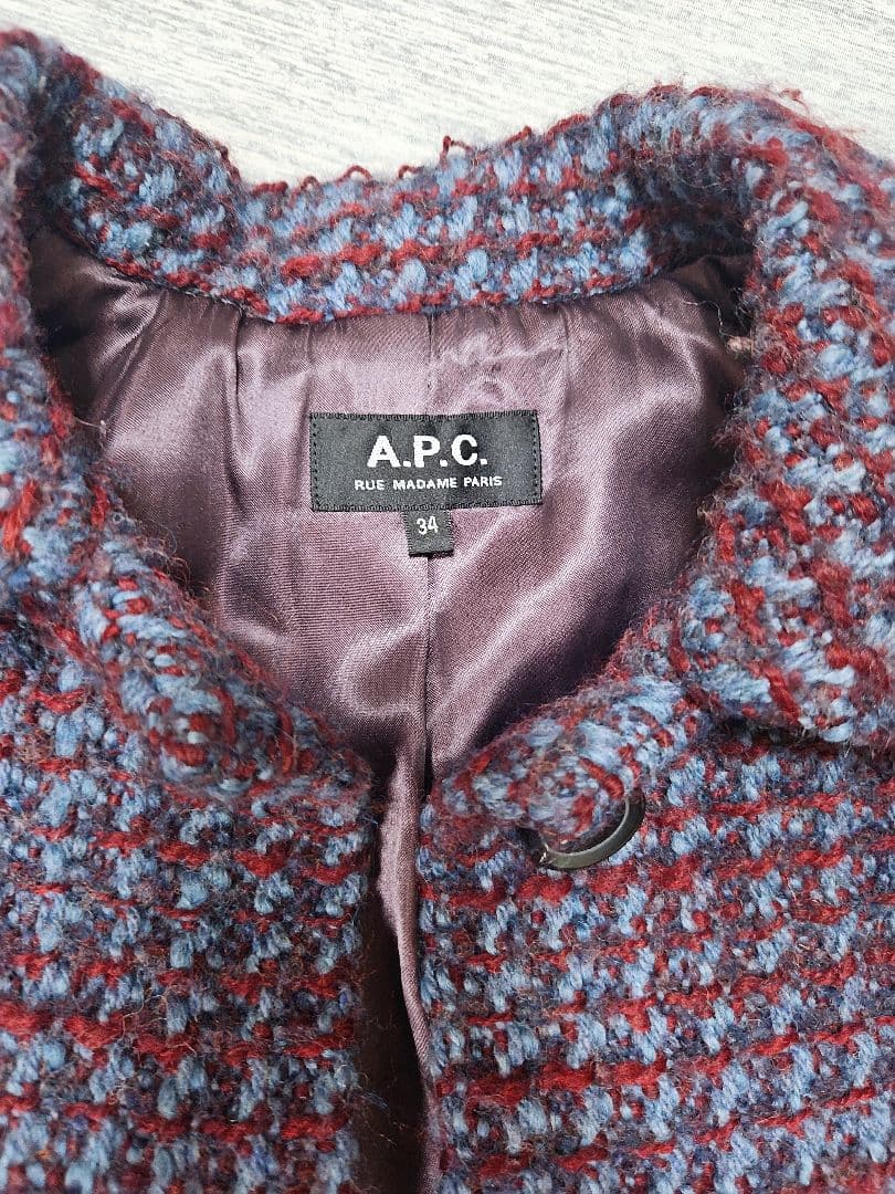 【タカミー】A.P.C アーペーセー ジャガードロングコート ツイード