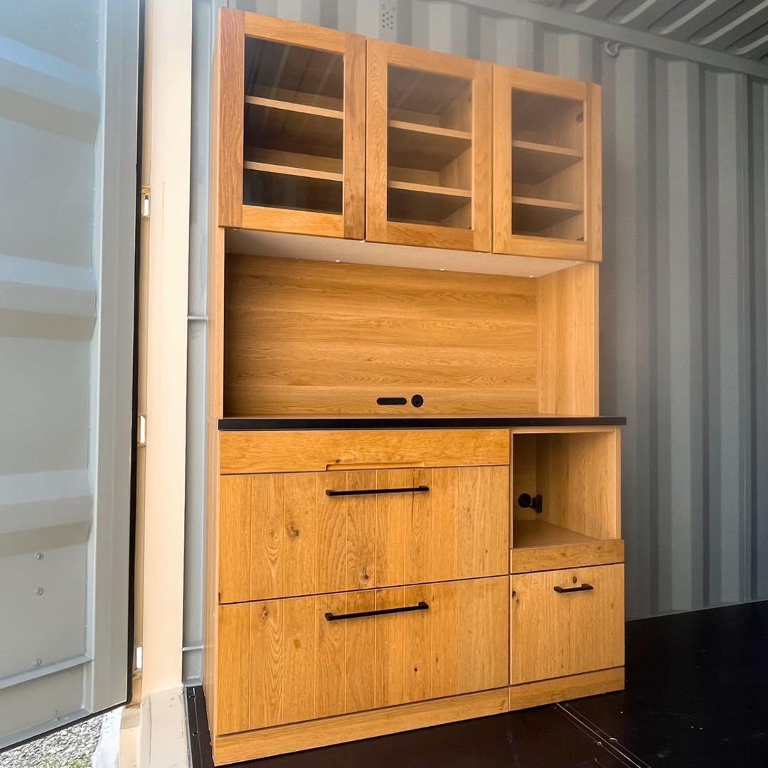 取付無料！末次家具工芸 FLEX120 北欧風ナチュラルキッチンボード 食器棚✨
