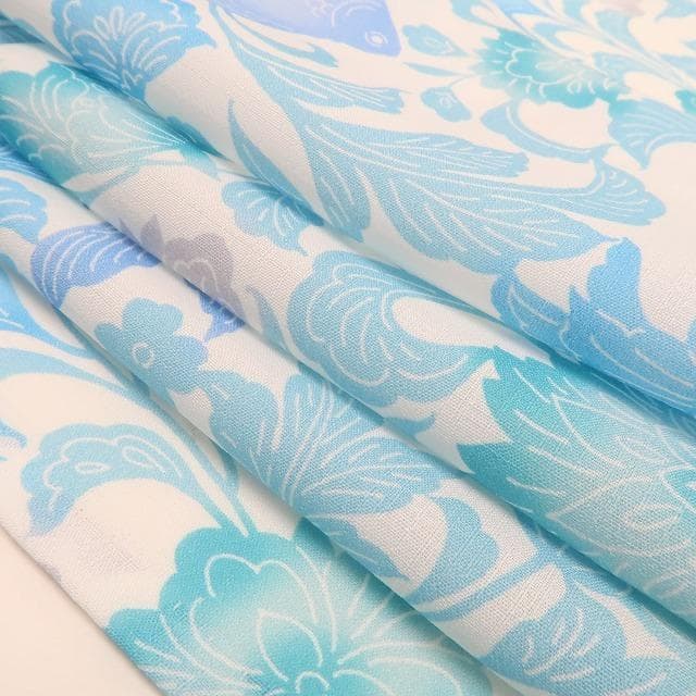 新品 撫松庵 型染金魚 セオアルファ 洗える夏着物 仕付け糸付 浴衣 6210