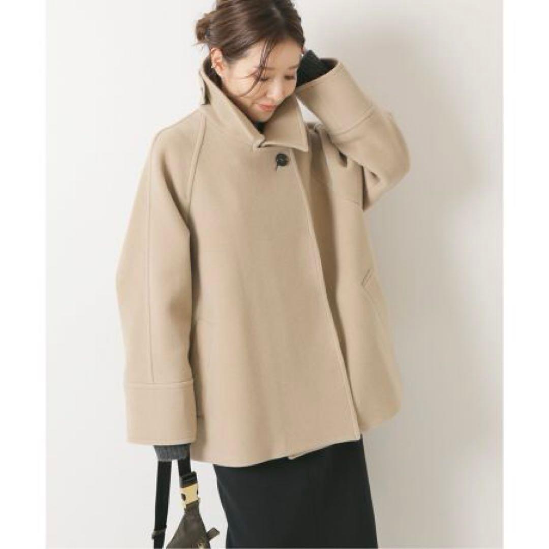 スピックアンドスパン W/Nyモッサステンカラーショートコート 38 ベージュ