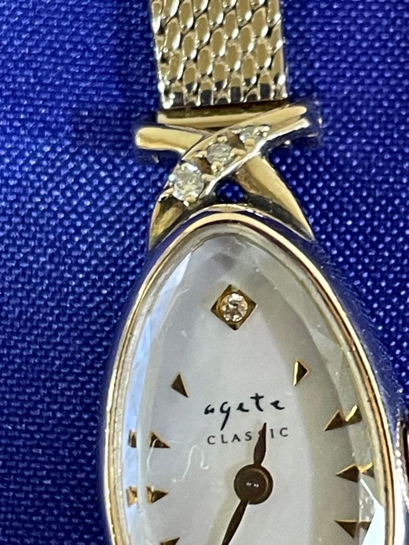 agete アガット　オーバルフェイス　ジュエリーウォッチ　ダイヤ　シェル