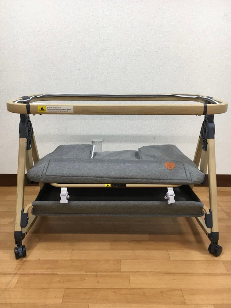 HZDMJ ベビーベッド　折りたたみベッド　グレー