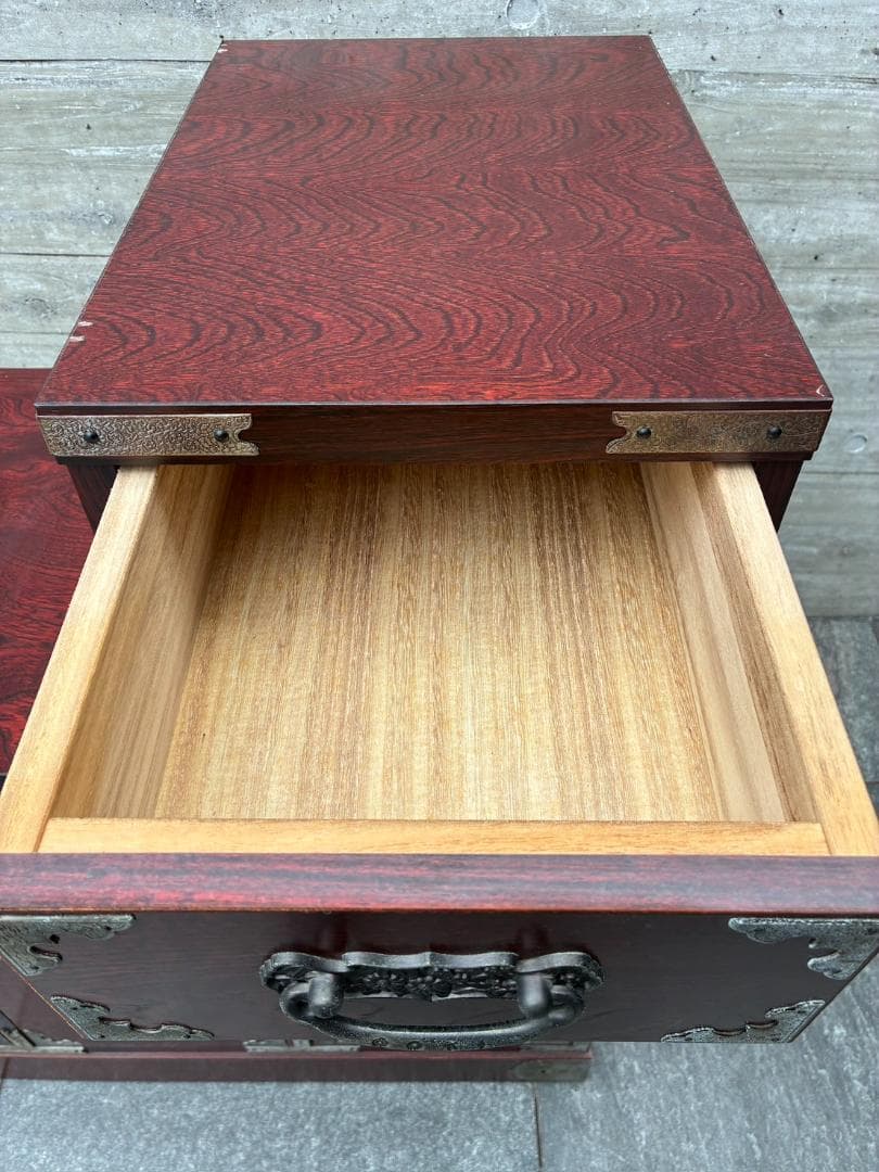 階段箪笥 昭和レトロ 左下り 飾り棚 収納棚 アンティーク家具 小物収納