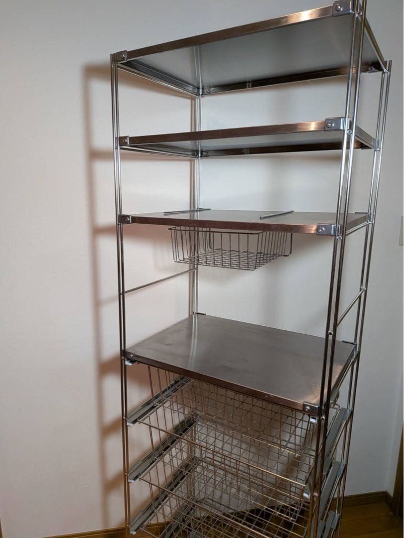 ■送料込■無印 ステンレスユニットシェルフ ステンレス棚 ワイヤーバスケット収納