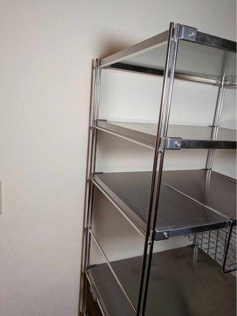 ■送料込■無印 ステンレスユニットシェルフ ステンレス棚 ワイヤーバスケット収納