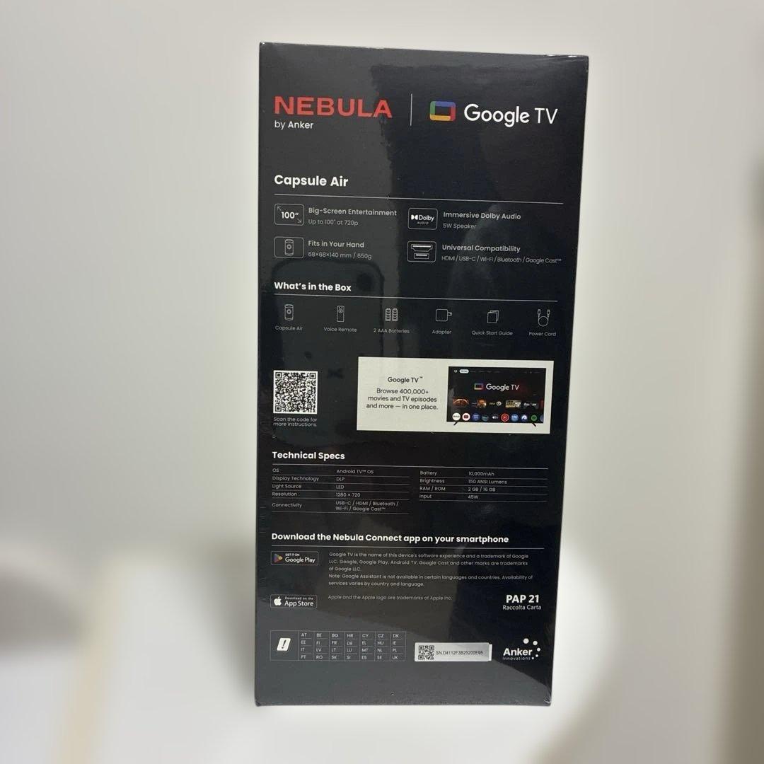 【新品未開封】NEBULA Capsule Air／Google TV