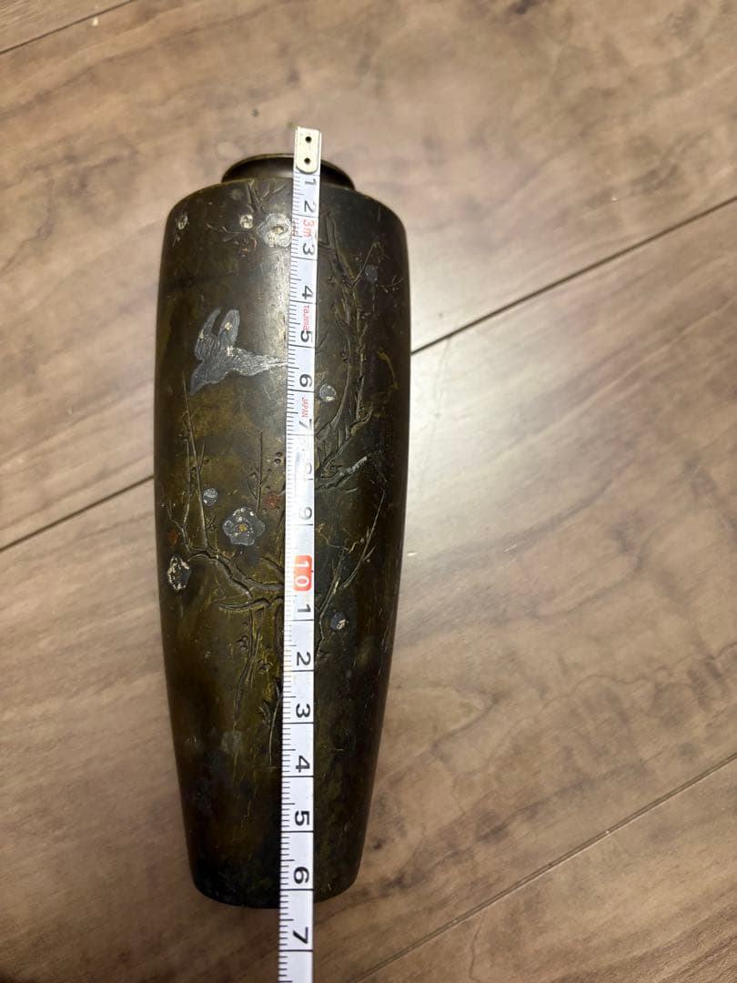 花瓶 銀鑲嵌 古銅製