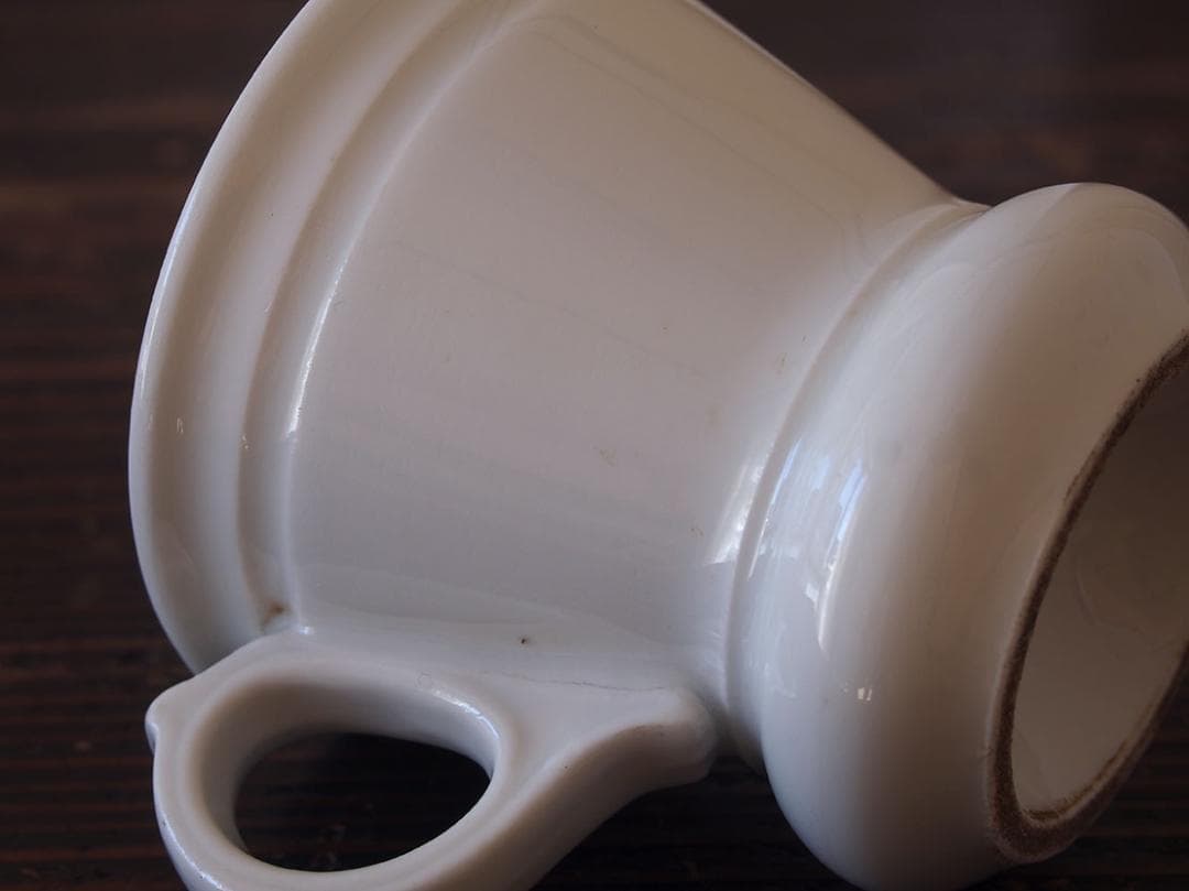 白いブリュロカップ 陶器 ビストロ 厚底カップ コーヒーカップ /K410