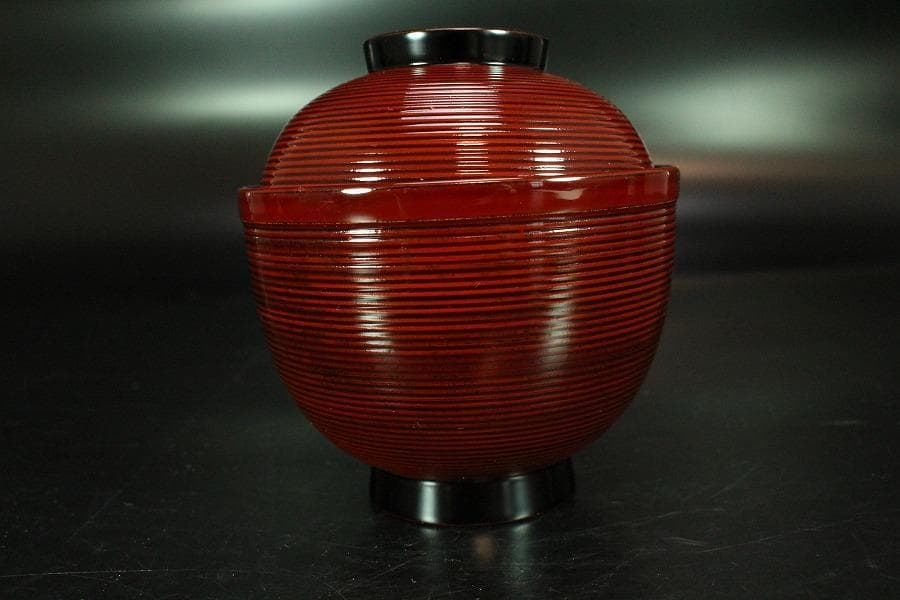 輪島塗 銀地草花紋 溜 糸目 椀 五客 極上(K-XA673)