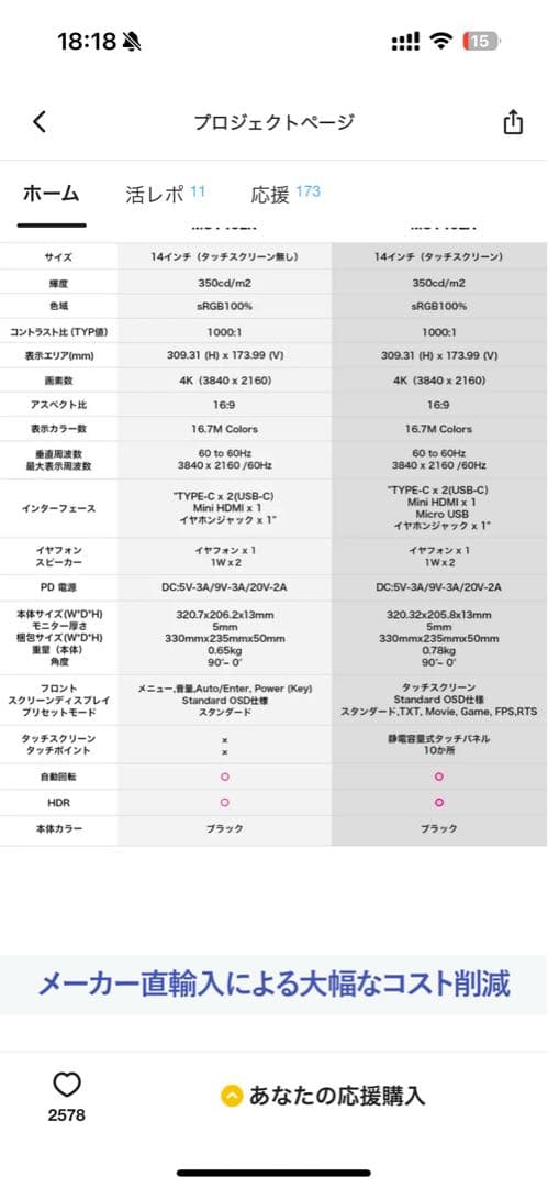 （超美品）14型モバイルモニター