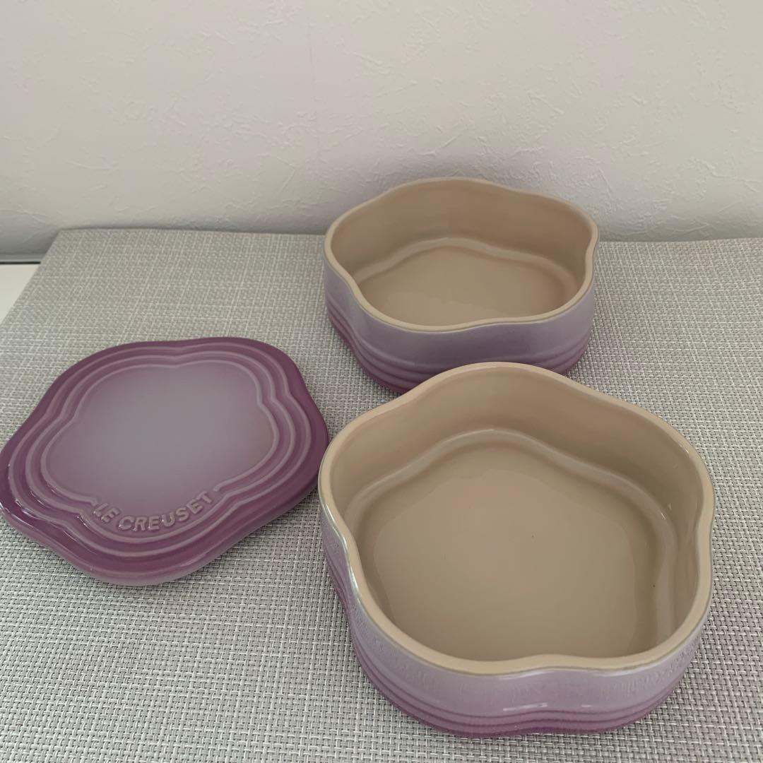 ルクルーゼ　スタッキングフラワーコンテナーズ&レンゲ3点セット♪