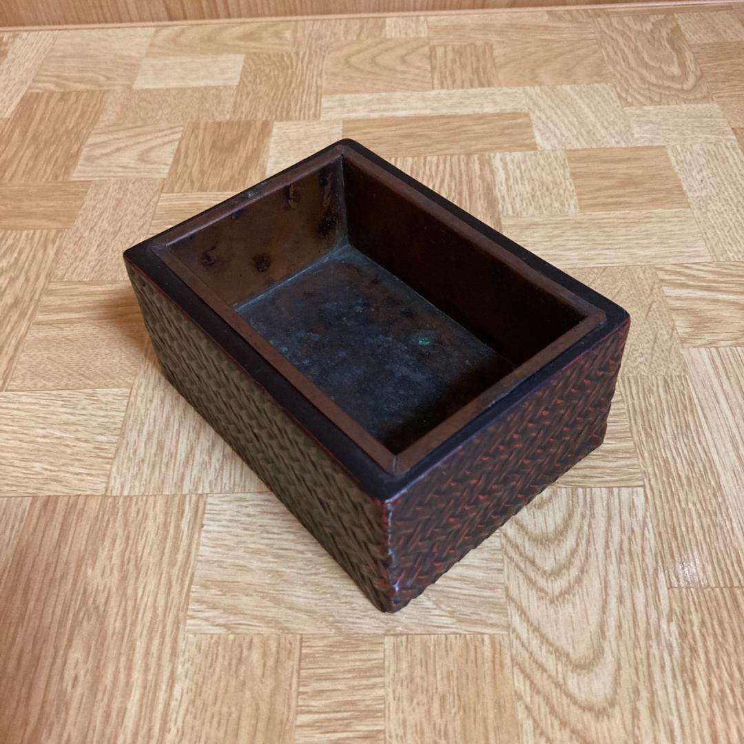 籃胎漆器　喫煙具　灰皿　煙草入　盆　3点セット　アンティーク