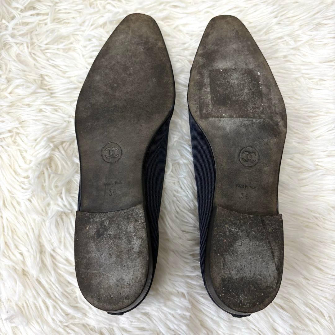 CHANEL シャネル　ココマーク　ポインテッドトゥ　フラットシューズ