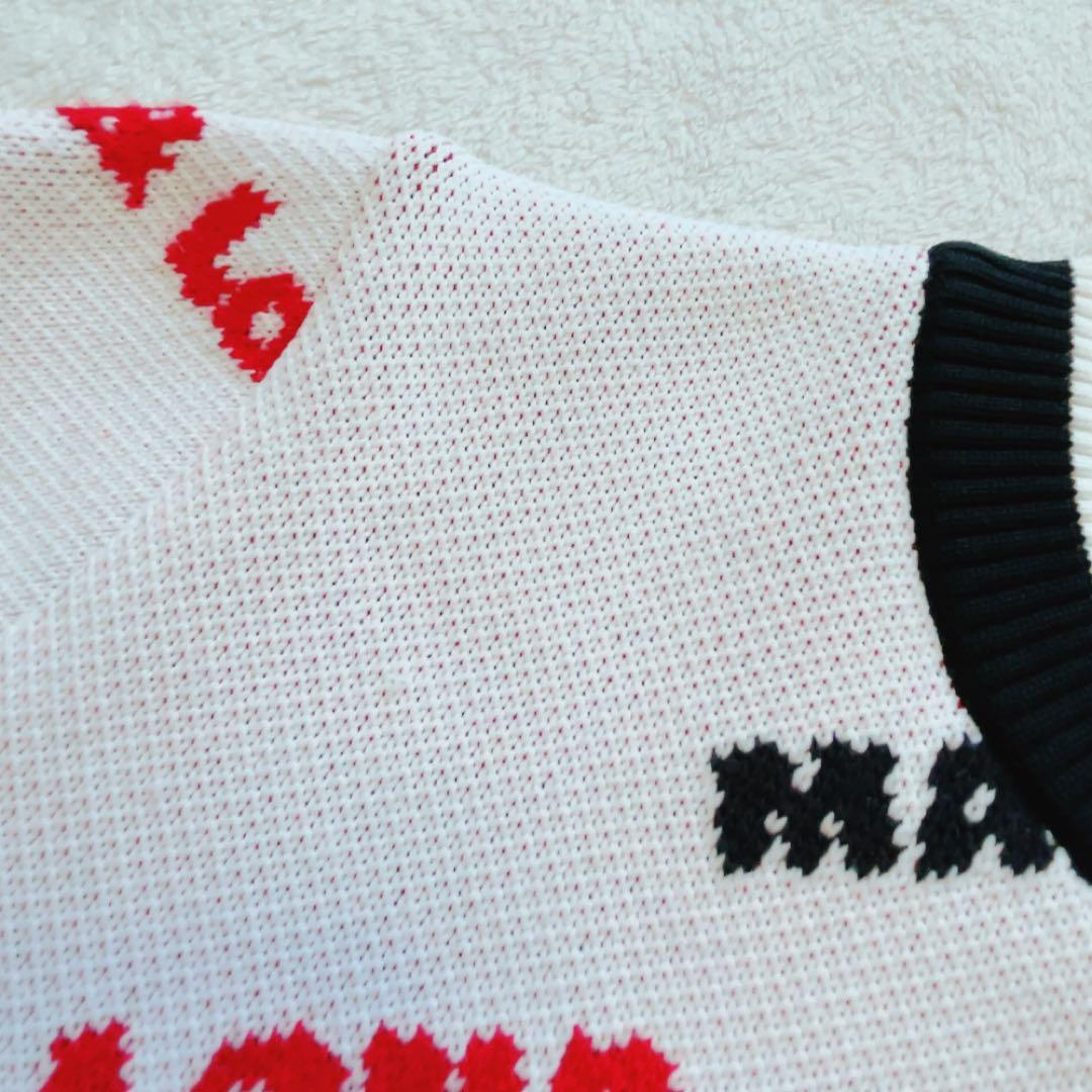 美品　マークアンドロナ　近年　セットアップ　ニット　スカート　柄　裏地付　白