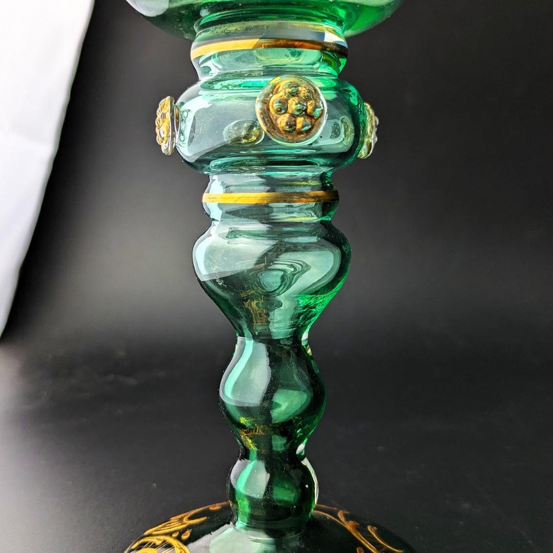 モーゼル金彩ルネサンス調ゴブレット3客 希少ヴィンテージ ボヘミア皇室御用達美品