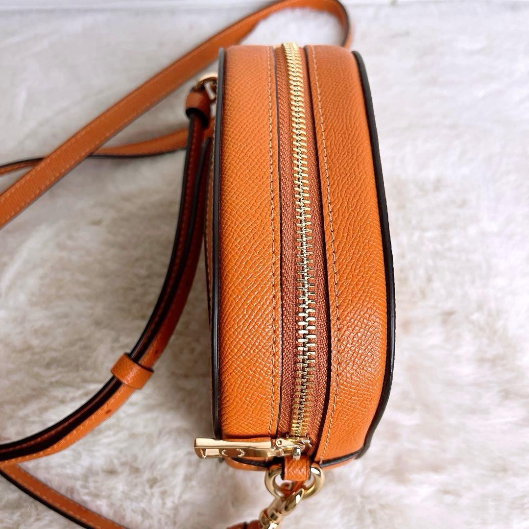未使用級☆COACHコーチ 2wayショルダーカメラバッグ レザー オレンジ.