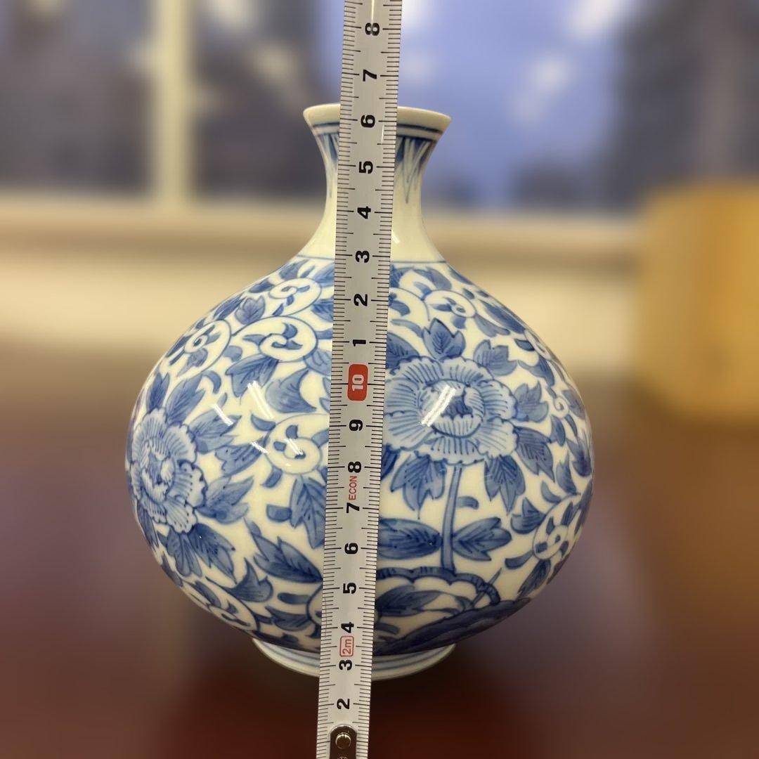 有田焼　高麗庵　清六窯　中村清見作　壺 青白花瓶 小型 木箱付き⑤