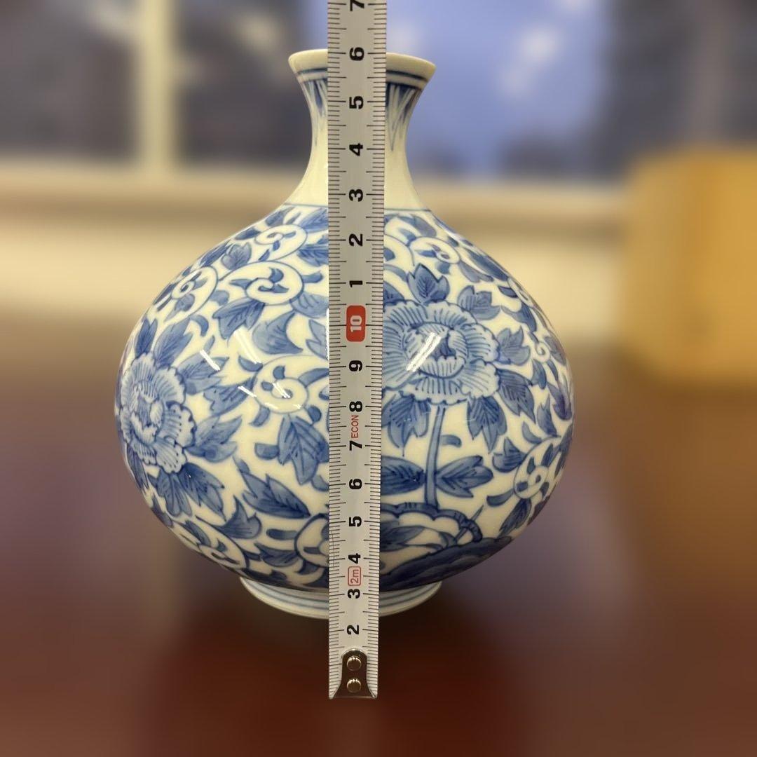 有田焼　高麗庵　清六窯　中村清見作　壺 青白花瓶 小型 木箱付き⑤