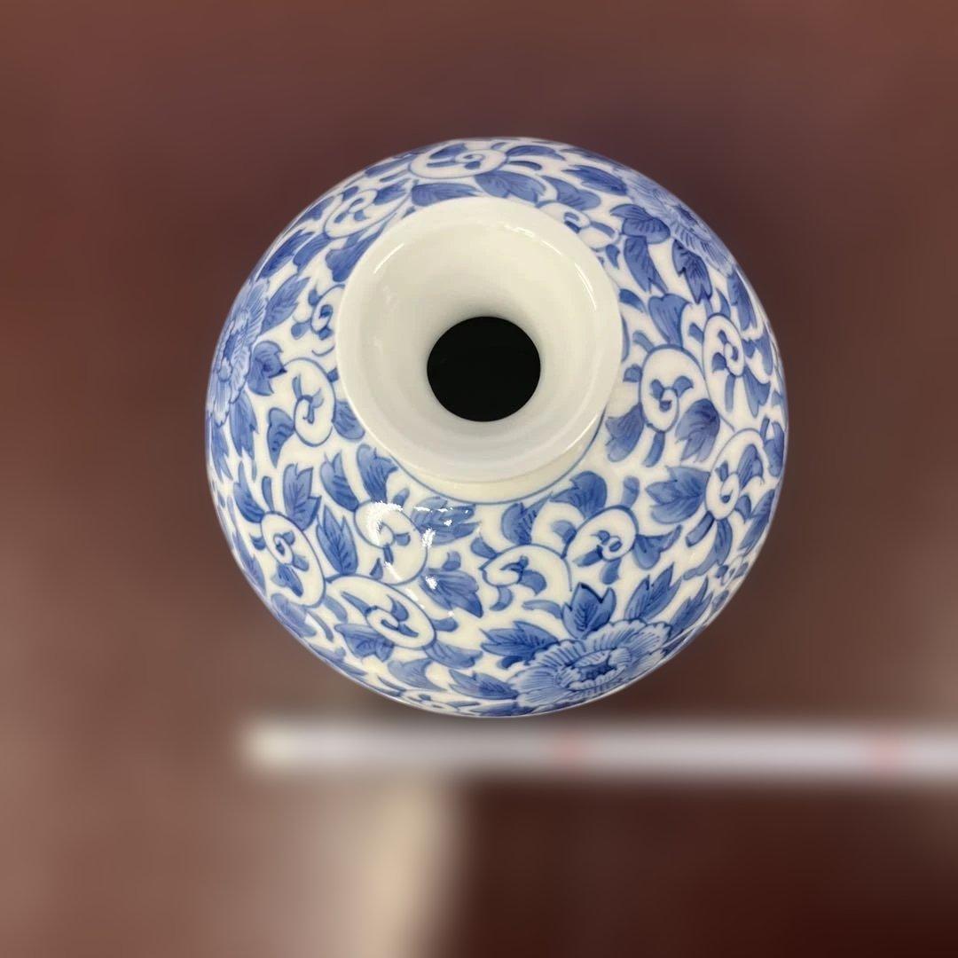 有田焼　高麗庵　清六窯　中村清見作　壺 青白花瓶 小型 木箱付き⑤