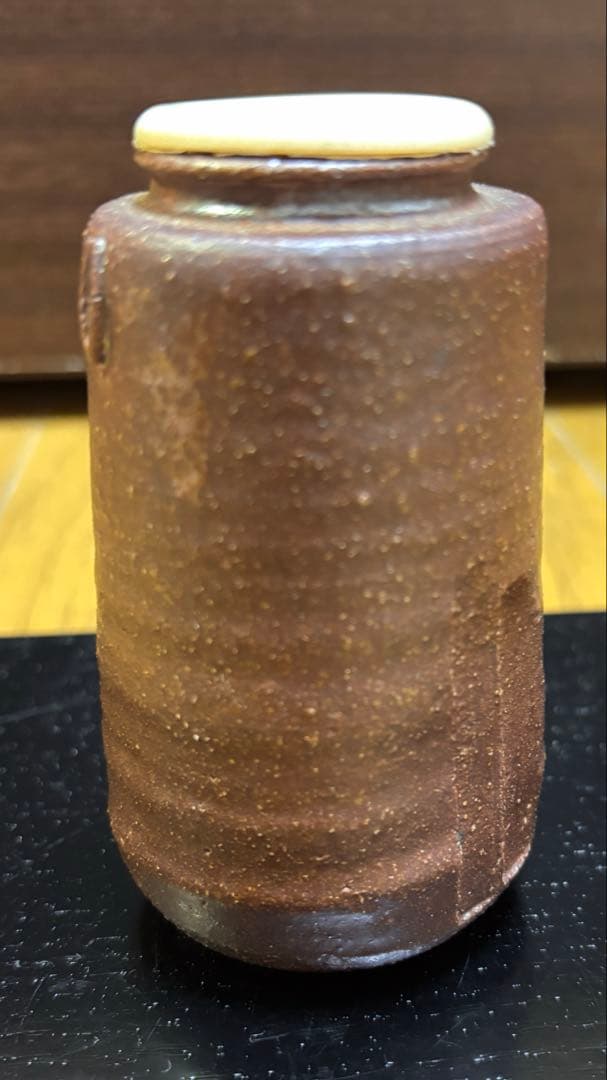 ⭐︎値下げ⭐︎古瀬戸茶入　八十二作　茶道具 陶器製 円筒形 茶色