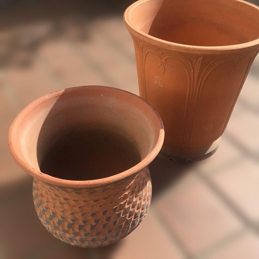 植木鉢　テラコッタ 素焼き　円形　ガーデニング 観葉植物 多肉植物　❷セット