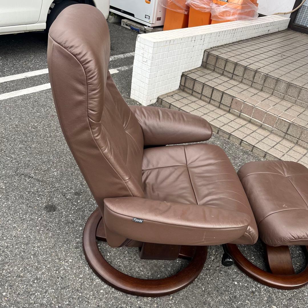 ①イエリアーダ フィヨルド 本革 リクライニングチェア オットマン レザー