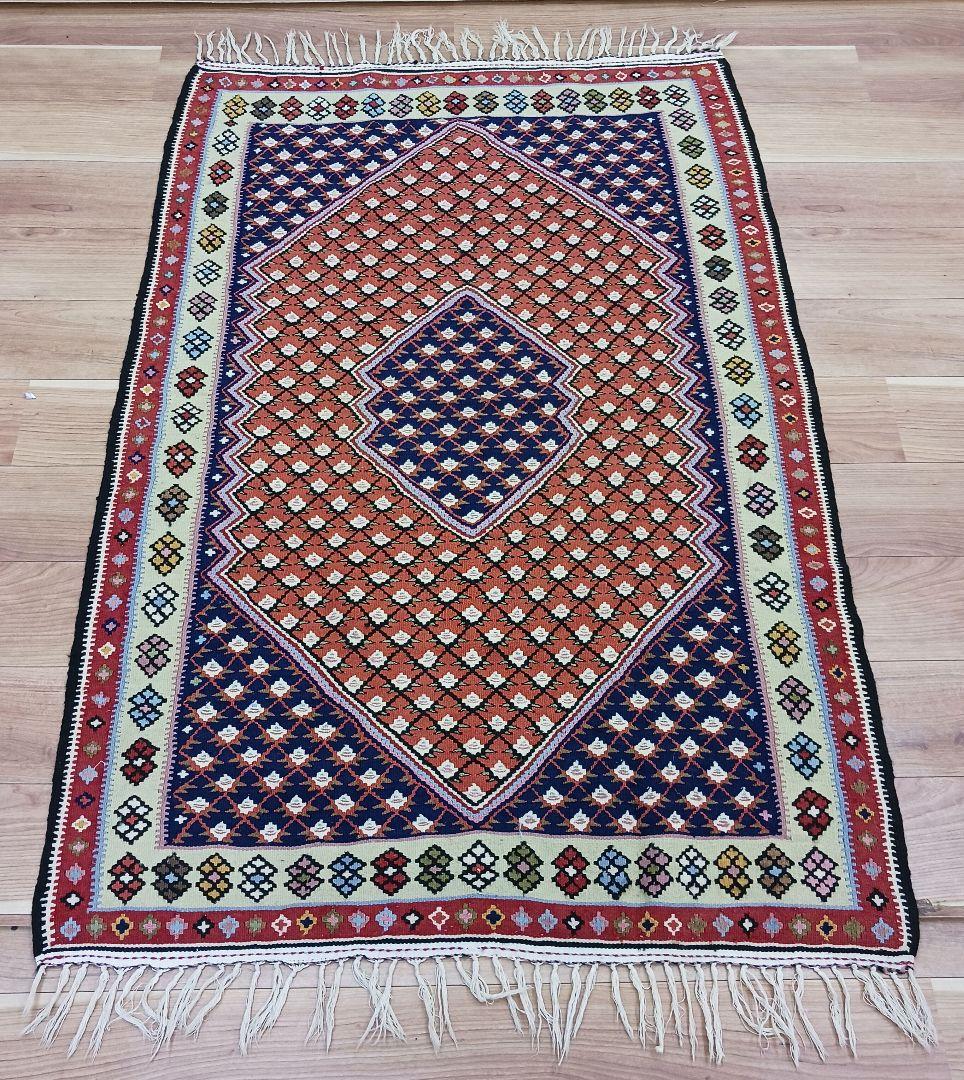 Y2744 ペルシャ絨毯 キリム ラグマット 手織り ウール 152×100㎝