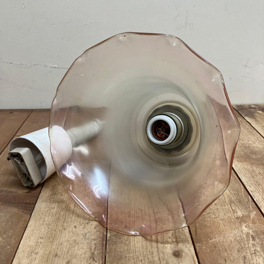 D-2 ⑪ 昭和レトロ フリル型 ガラスシェード ペンダントライト シーリング