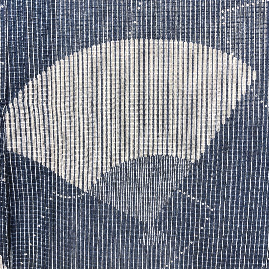 RINKO 竺仙綿紅梅藍色に大胆な白の扇が爽やかな浴衣