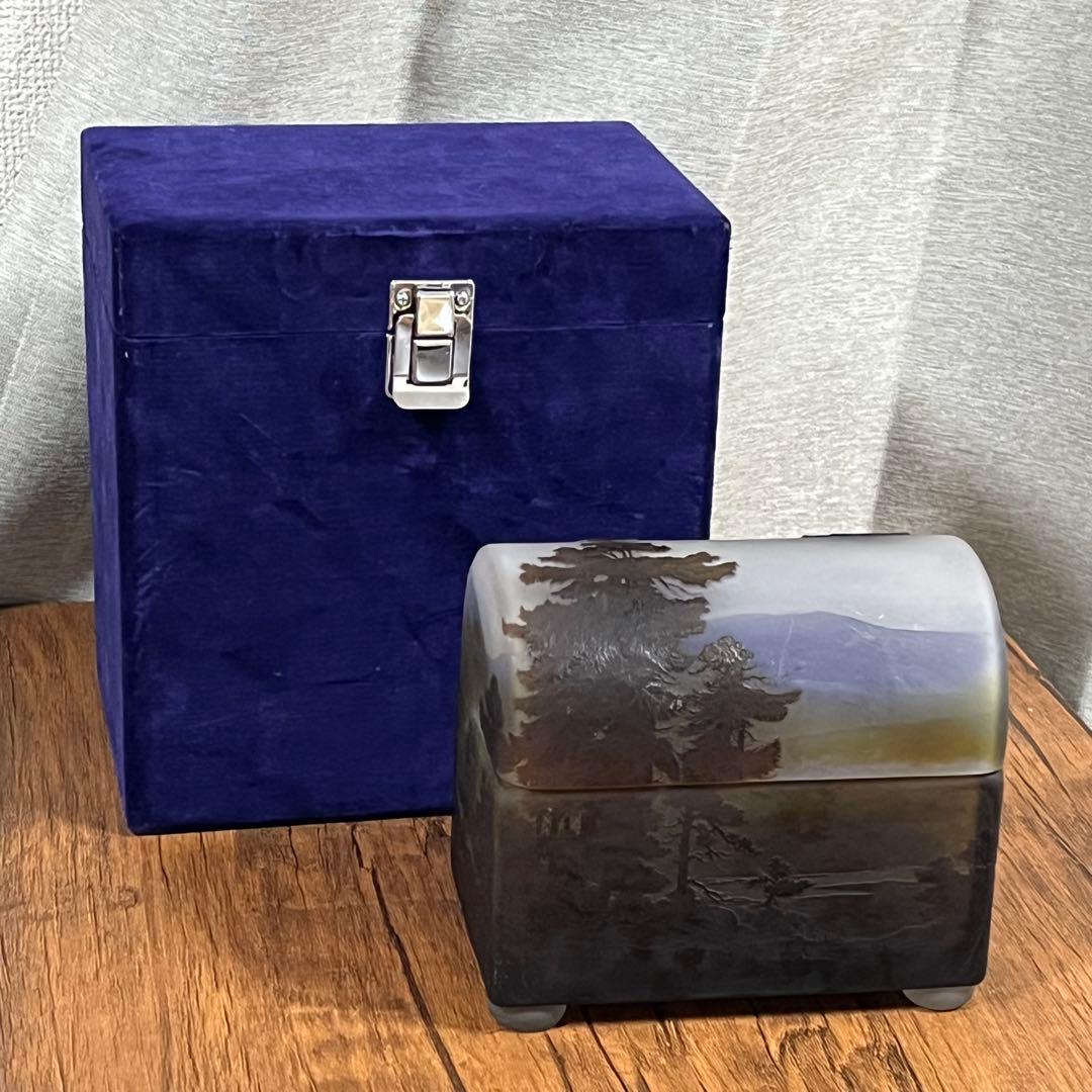 n*1様 【最安値St】エミール・ガレ 山水風景文 蓋物 アンティーク【専用箱入