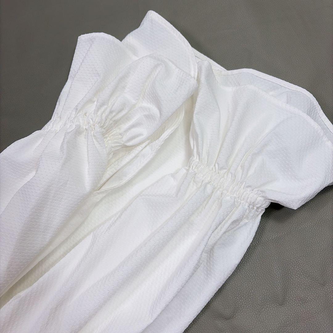 ユナイテッドアローズ ドットドビー ボウタイ 2WAY ブラウス ホワイト