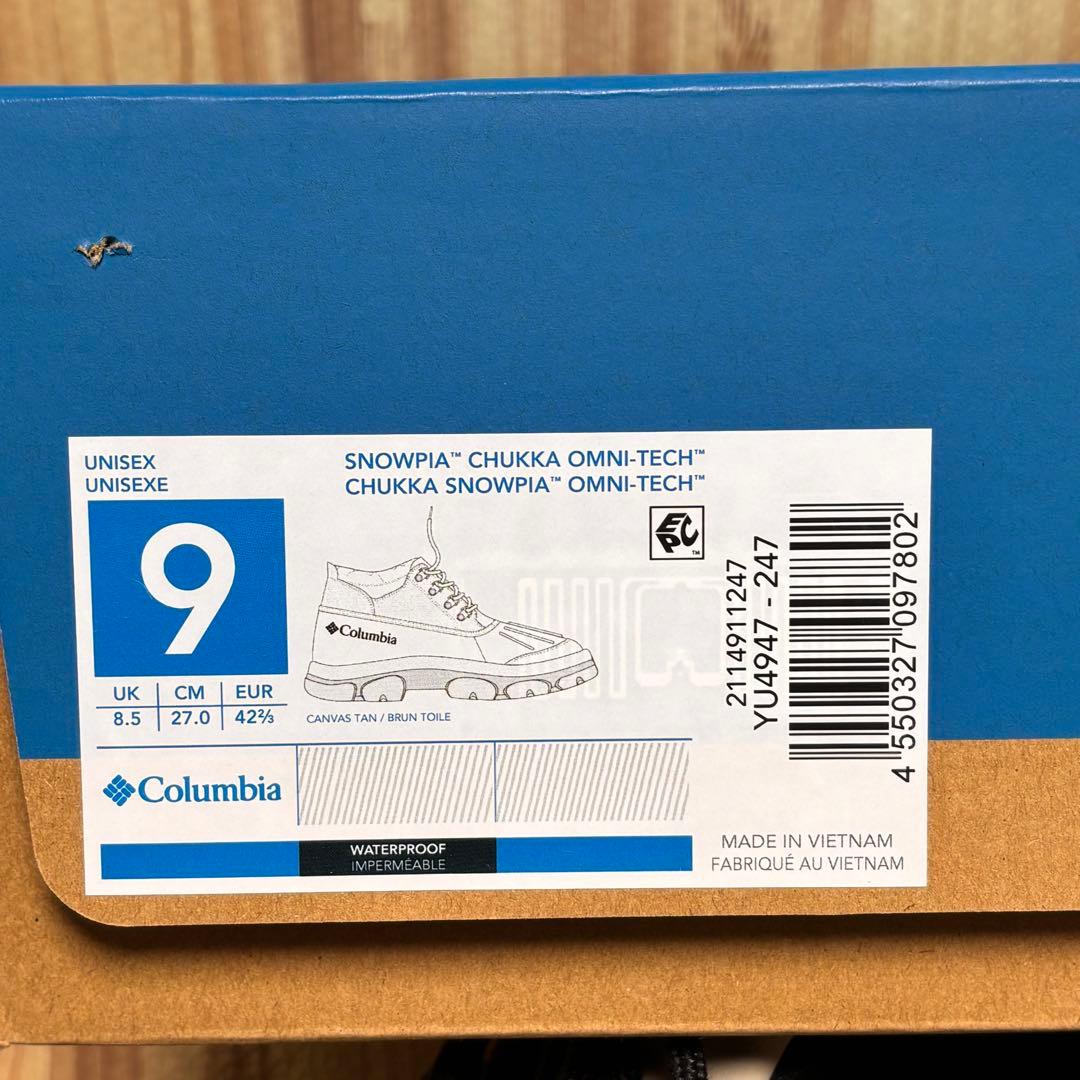 【未使用】27㎝ Columbiaコロンビア　スノーピア　チャッカ　オムニテック