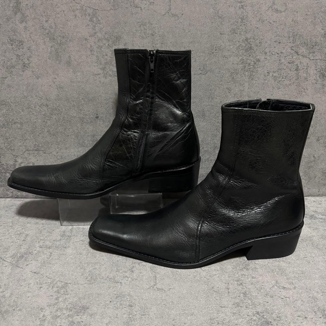 未使用級　5351プールオム　ブーツ　サイドジップ　ブラック　本革　2112