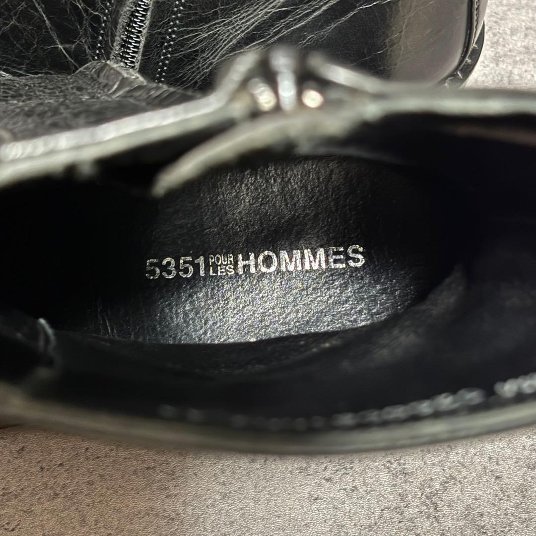 未使用級　5351プールオム　ブーツ　サイドジップ　ブラック　本革　2112