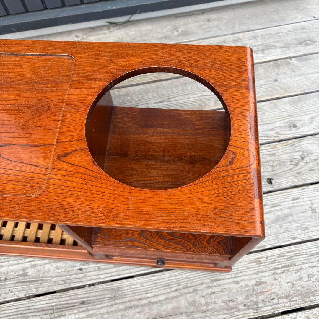 【昭和レトロ】木製 お座敷ワゴン ポットワゴン 隠しキャスター付 飾り棚 古道具