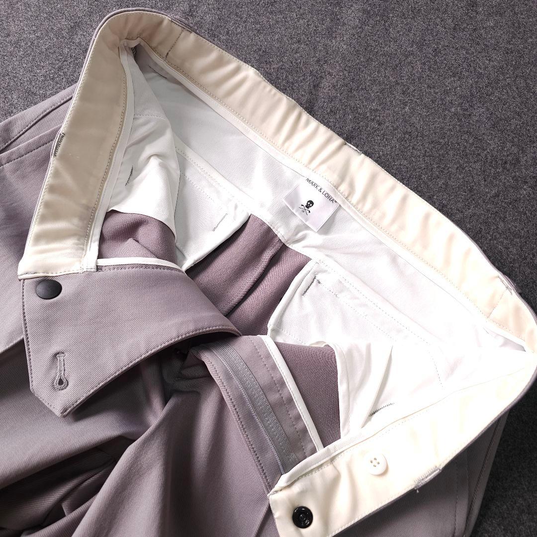 2023年 マークアンドロナ ストレッチゴルフパンツ L グレー スカル ロゴ