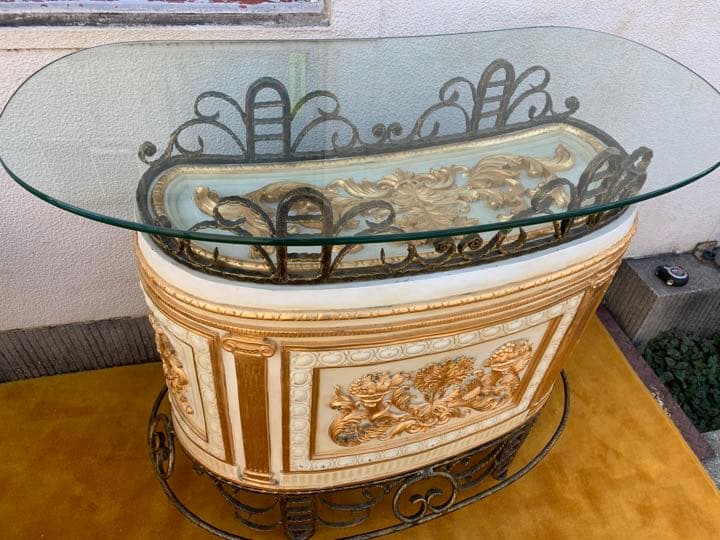 希少　イタリア　ロココ調　レジカウンター　飾り棚　テーブル　カウンターバー　店舗