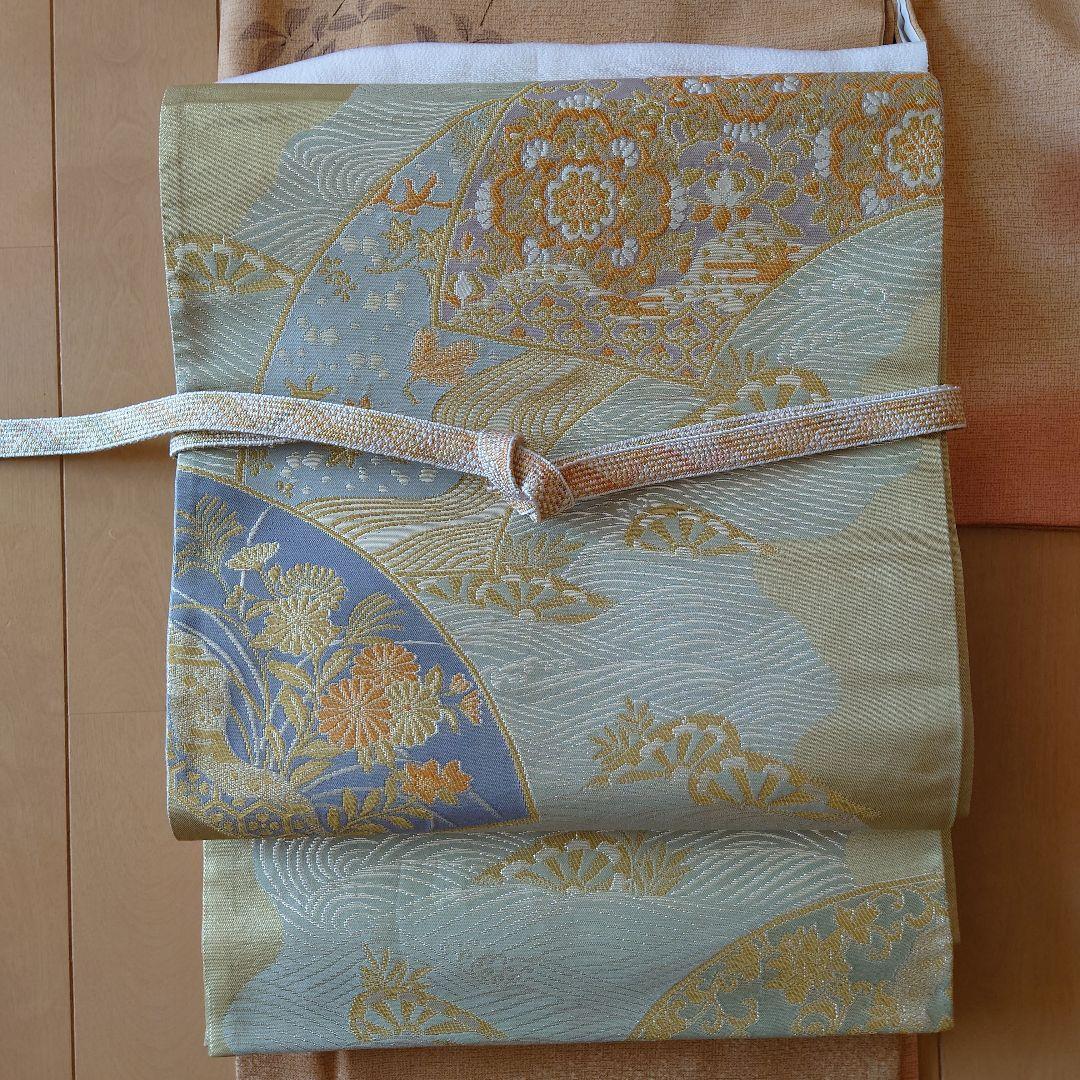 【美品】訪問着フルセット　正絹　袷　手描き　駒刺繍　金銀彩　唐織六通袋帯