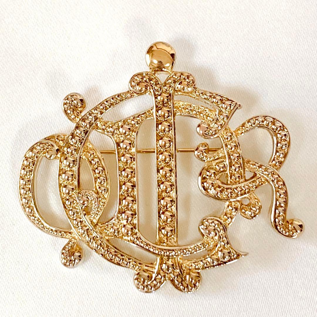 希少！美品 ディオール ブローチ 旧エンブレム ヴィンテージ ゴールド 大きい