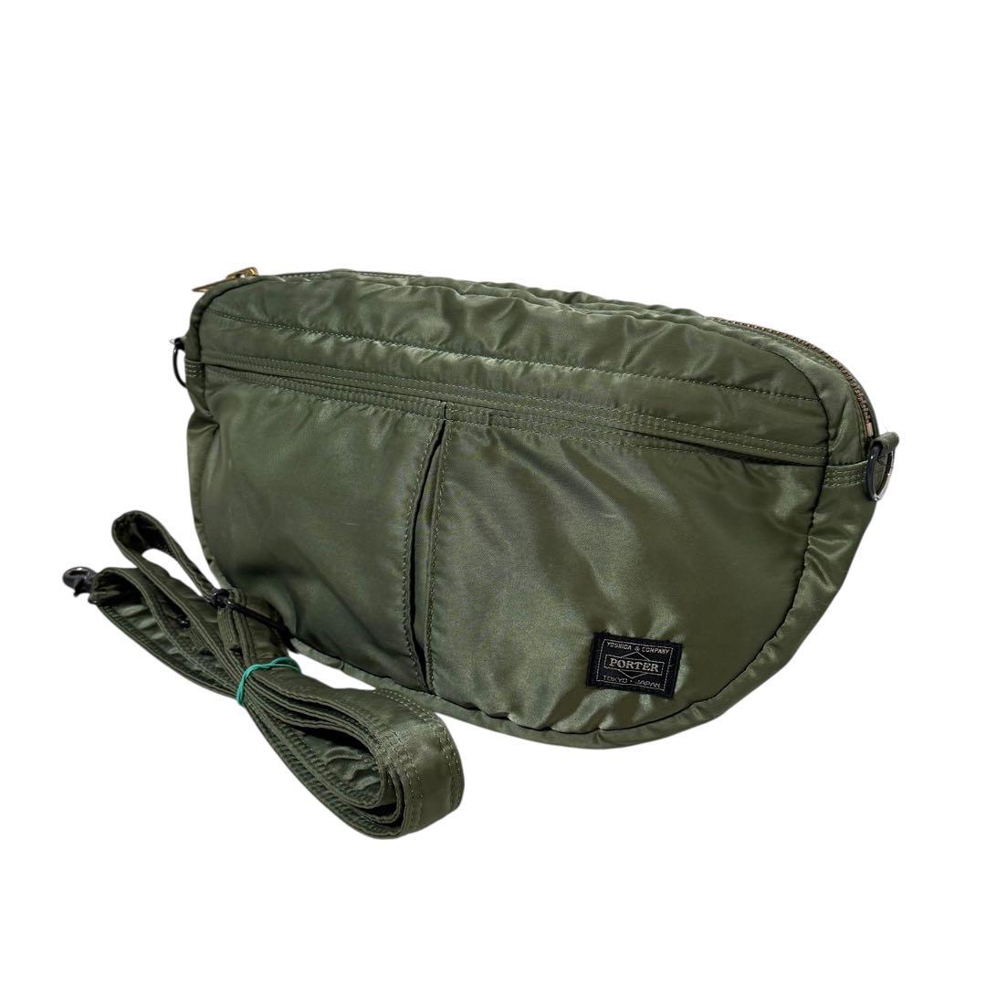 【美品】PORTER タンカー ショルダーバッグ ハーフムーン セージグリーン