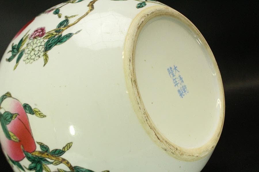 中国美術 色絵 大きな花瓶 高53cm(LC797)