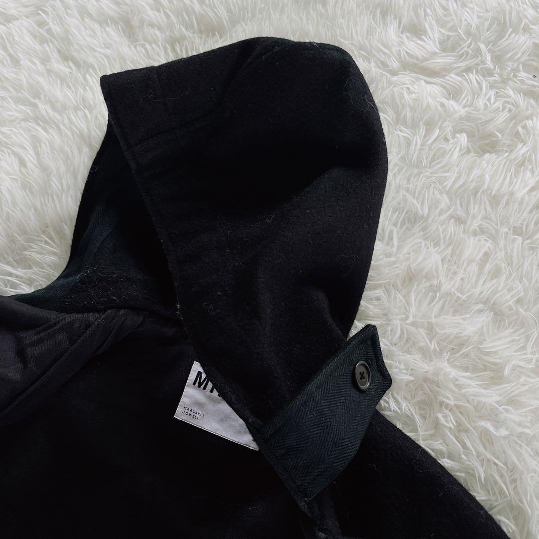 【MHL. 】ダッフルコート ウール メルトン生地 ブラック L サイズ