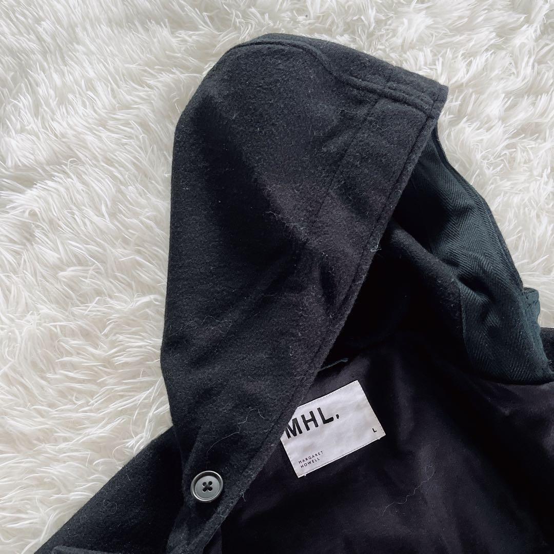 【MHL. 】ダッフルコート ウール メルトン生地 ブラック L サイズ