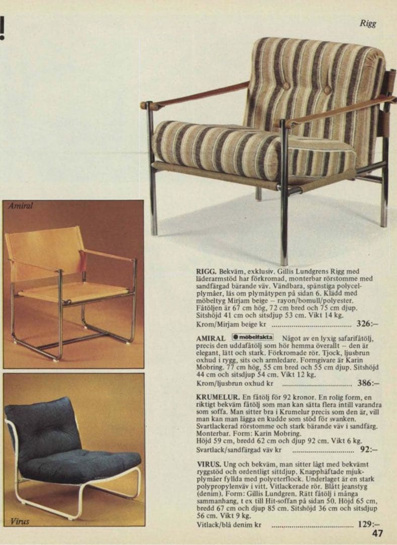 1人掛けソファ OLD IKEA \"VIRUS\"Sofa by GILLIS LUNDGREN