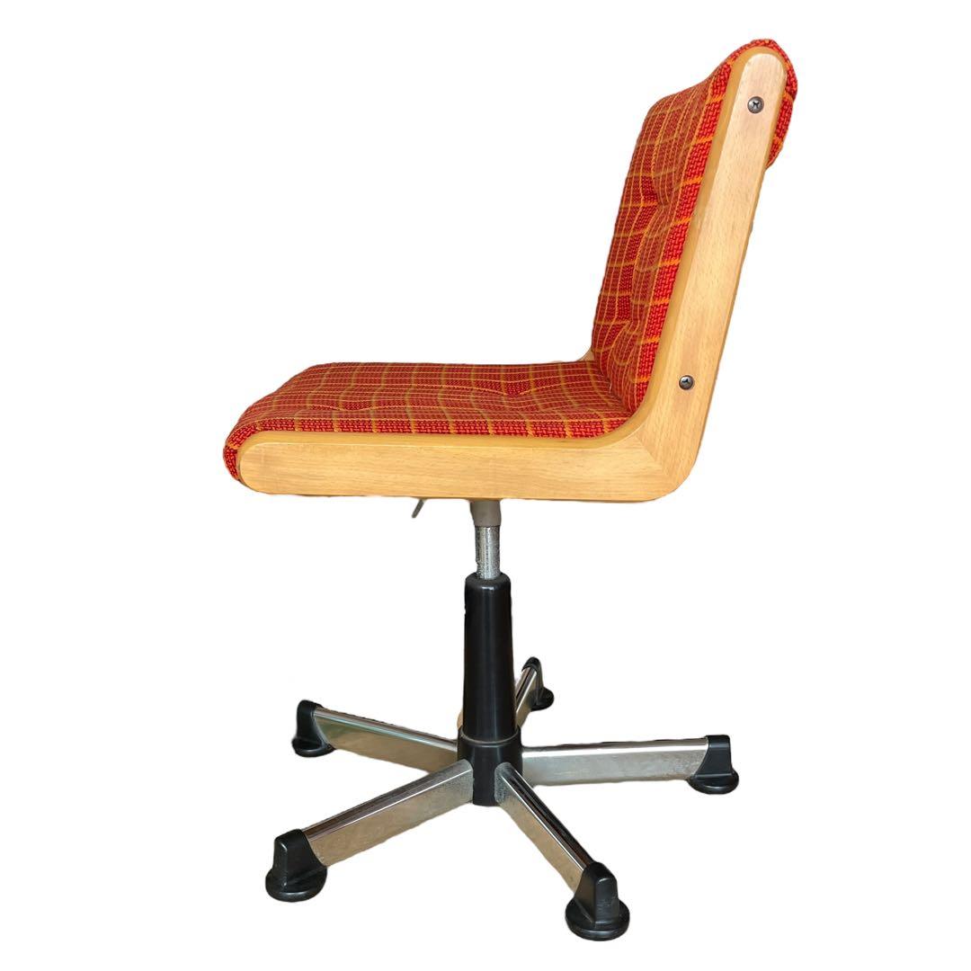 国産ヴィンテージ レトロ チトセ￼デスクチェア 昭和　ビンテージ 椅子 チェック