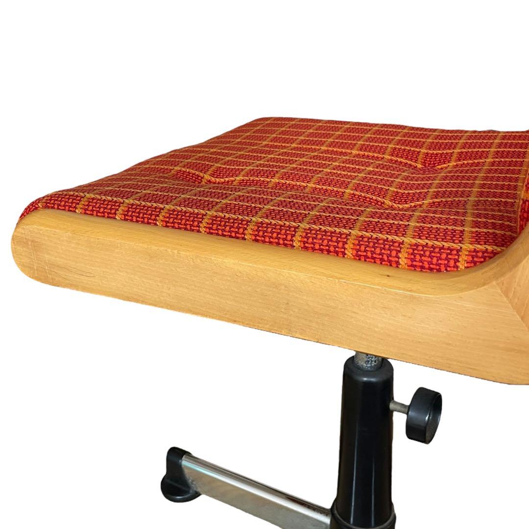 国産ヴィンテージ レトロ チトセ￼デスクチェア 昭和　ビンテージ 椅子 チェック