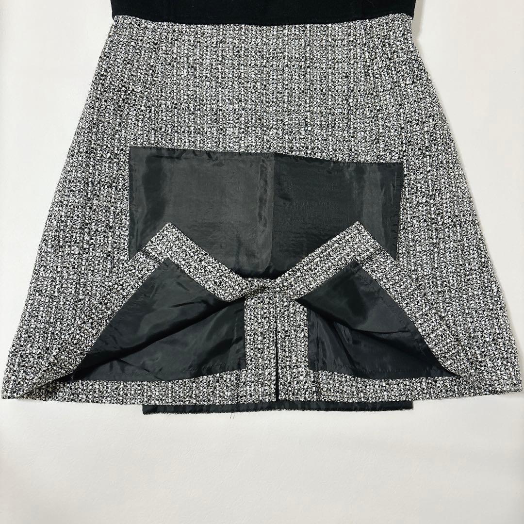 sheller シェリエ　ウールツイードドッキングドレス　黒