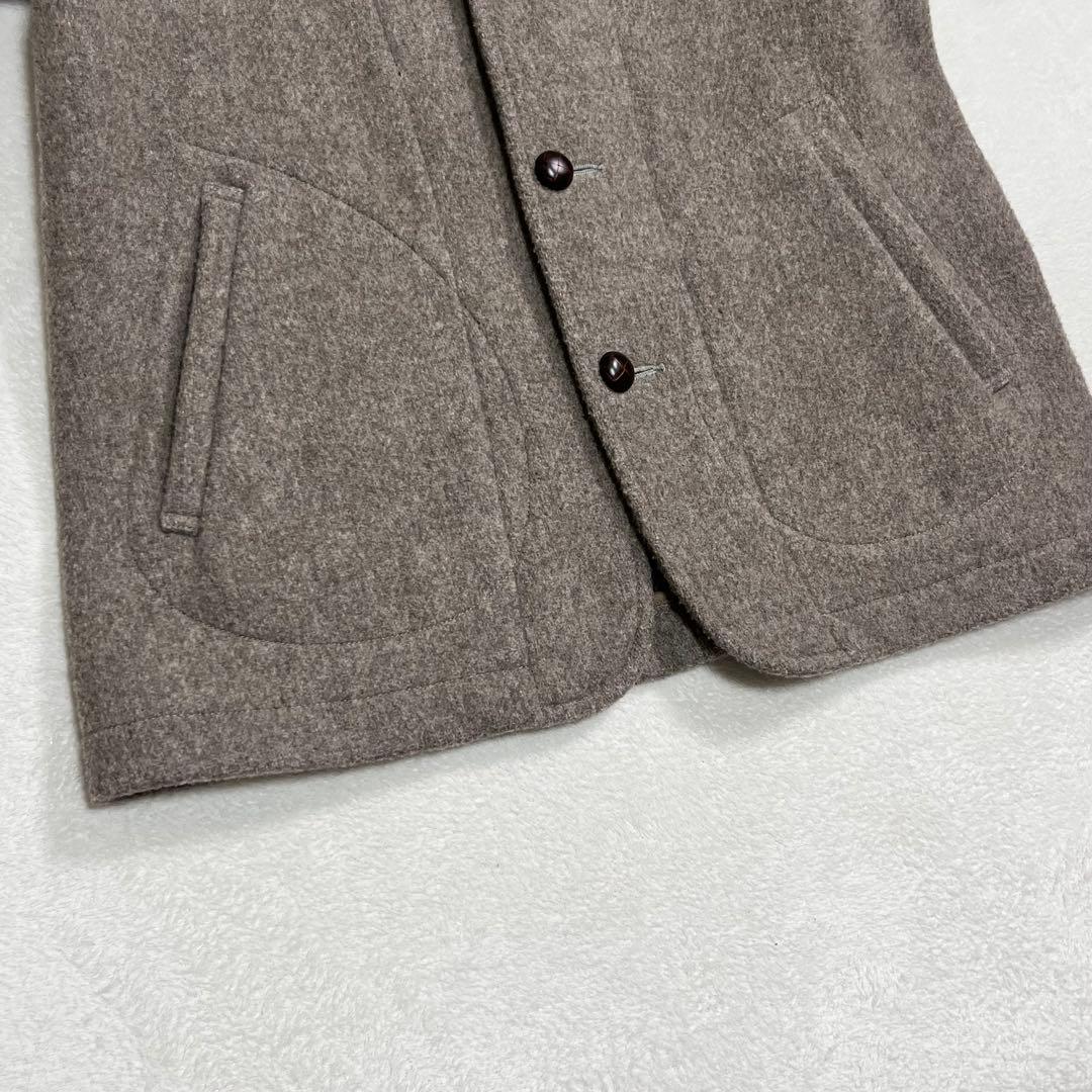 美品『ダントン』ウールモッサ メルトンジャケット 丸襟 くるみ釦 ベージュ 42