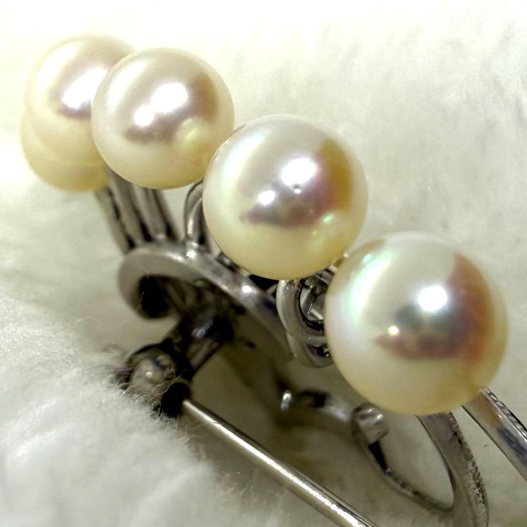 MIKIMOTO ミキモト あこや真珠 パール ブローチ 花モチーフ シルバー